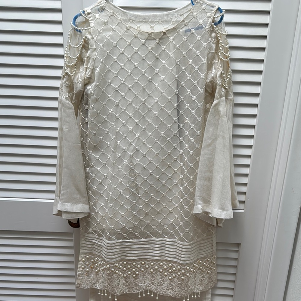 Elegant Ivory Cold Shoulder Dress
